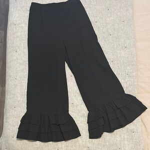 Cute Black Ruffle Bottom Pants